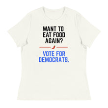 Want to Eat Food Again? women's relaxed tee in vintage white, front